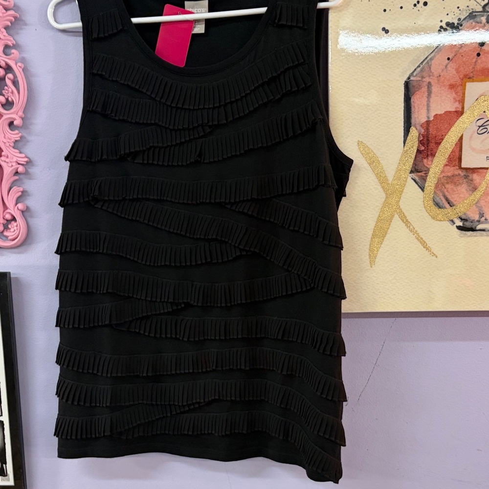 Chico's Black Ruffle Tank Top